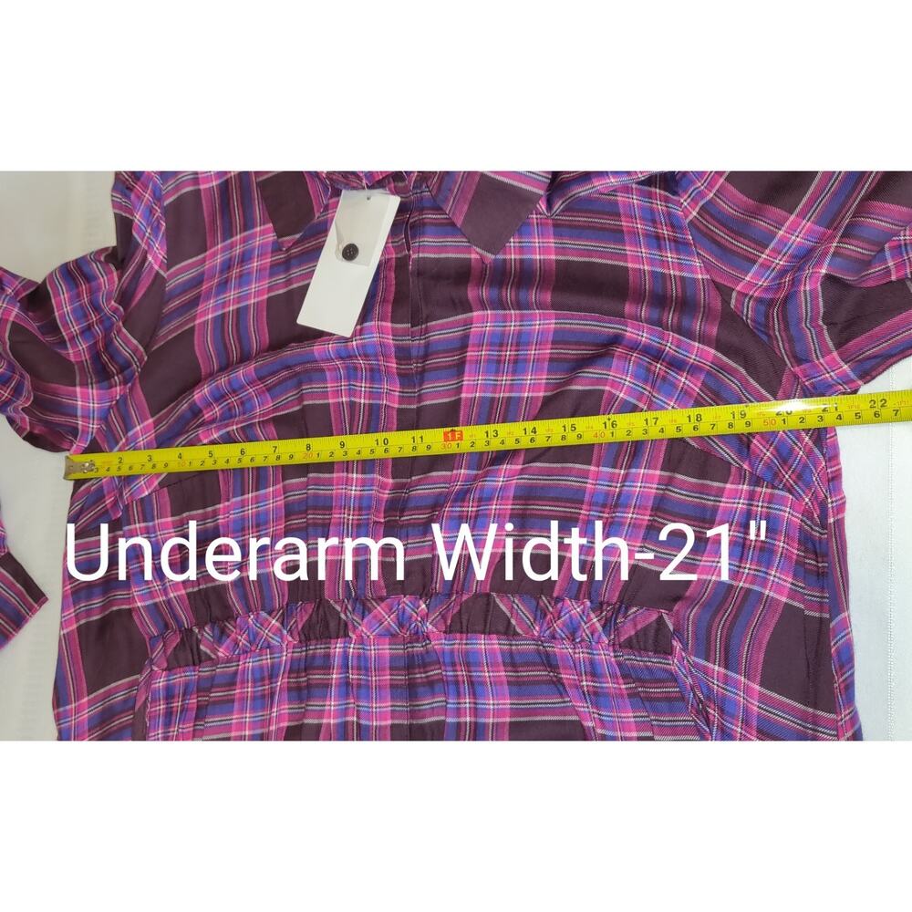 Roamans Plaid Dress PLUS 18W Purple Long Sleeve NEW Preppy Acadamia Teacher NWT - Picture 12 of 16